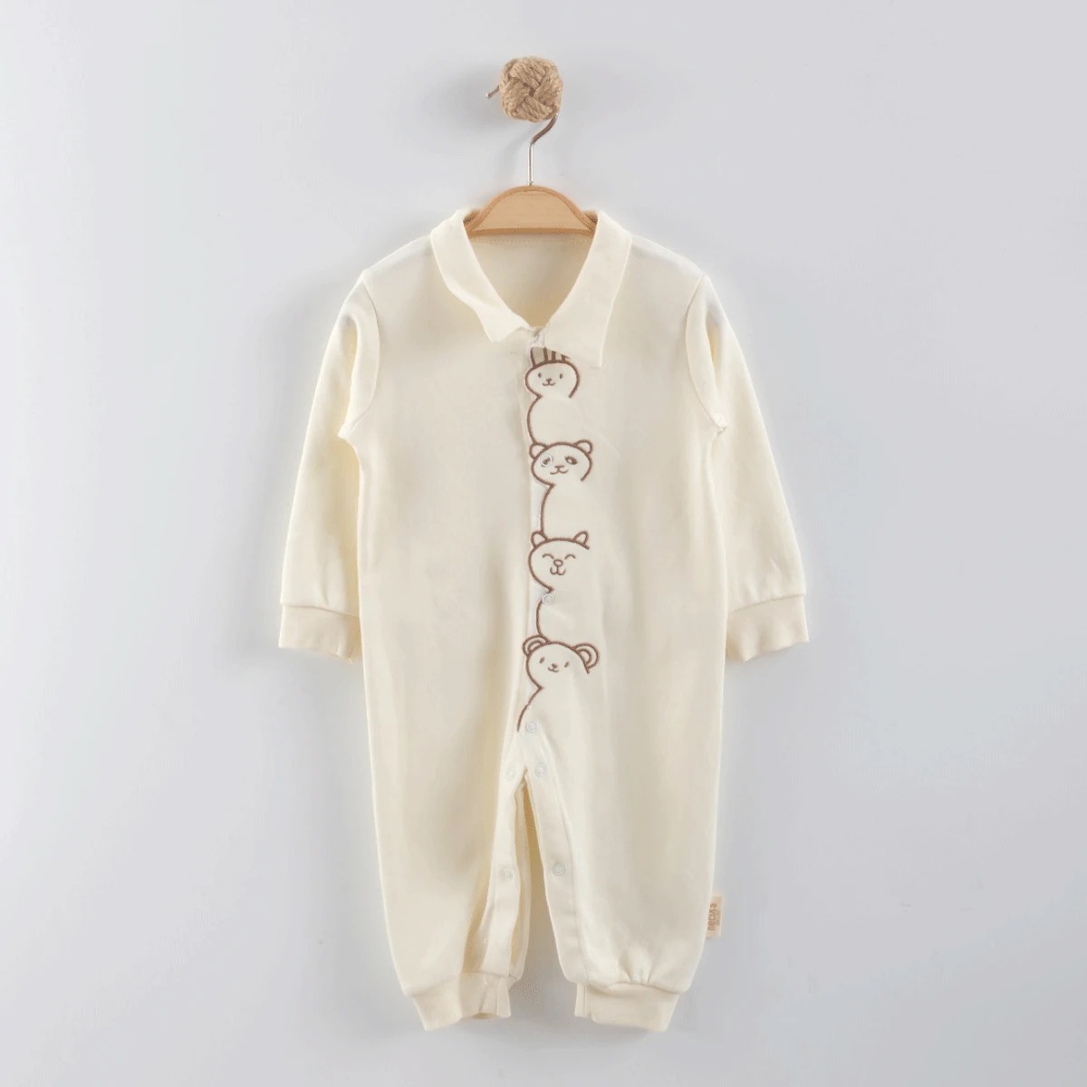 Zoo Nakışlı Unisex Pamuklu Krem Tulum