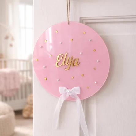 Kişiye Özel Pleksi Bebek Kapı Süsü, İsimli Bebek Odası ve Hastane Kapı Süsü 30 cm